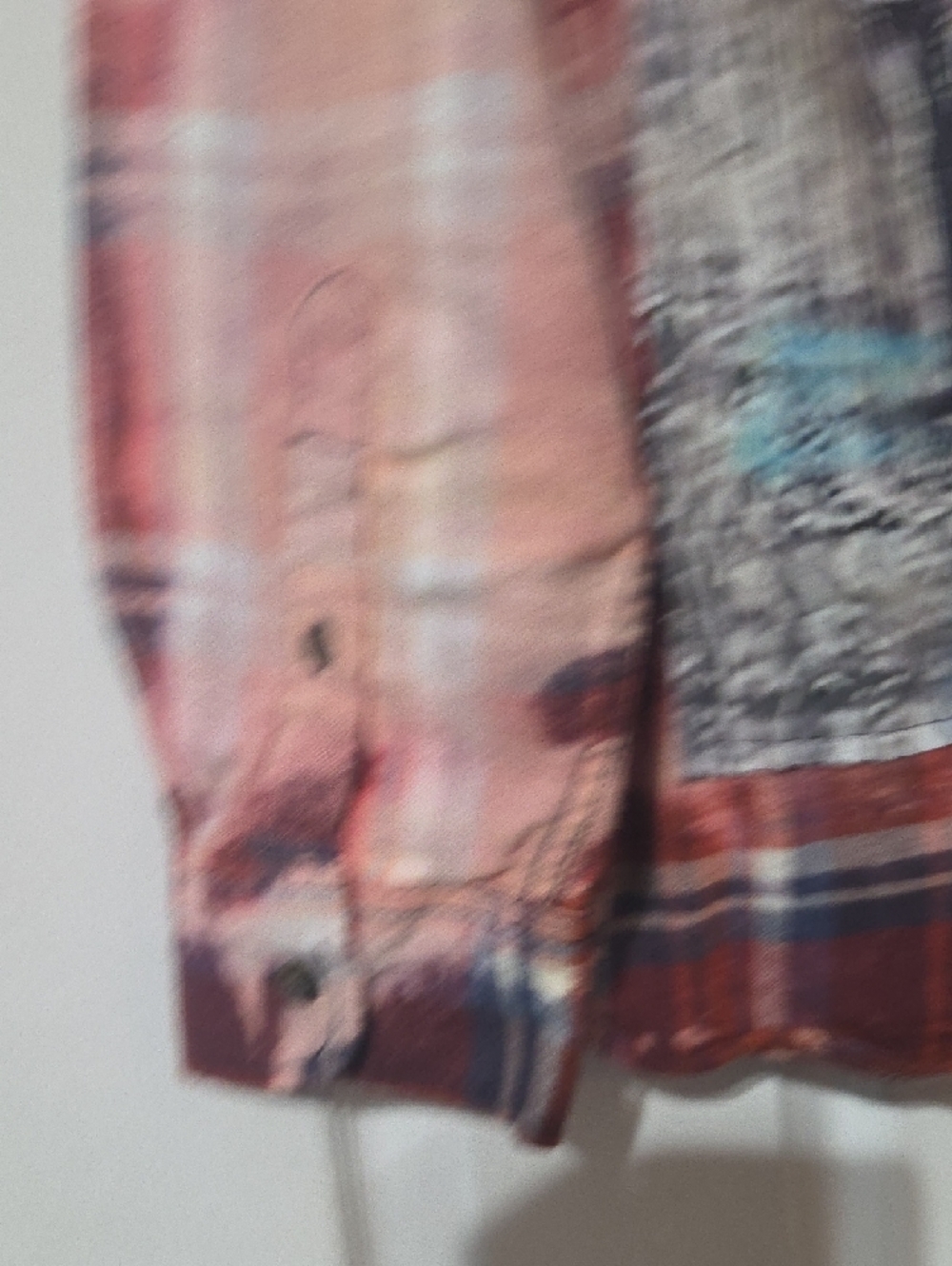 George Hand Bleached/Altered Navy/Red Plaid Button-Up Flannel - Picture 11 of 11